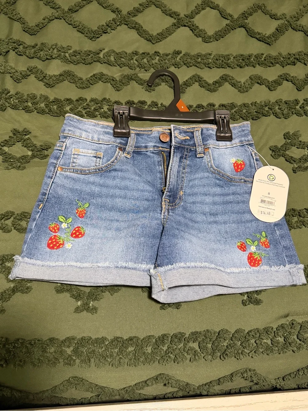 Girls Denim Strawberry Jean Shorts